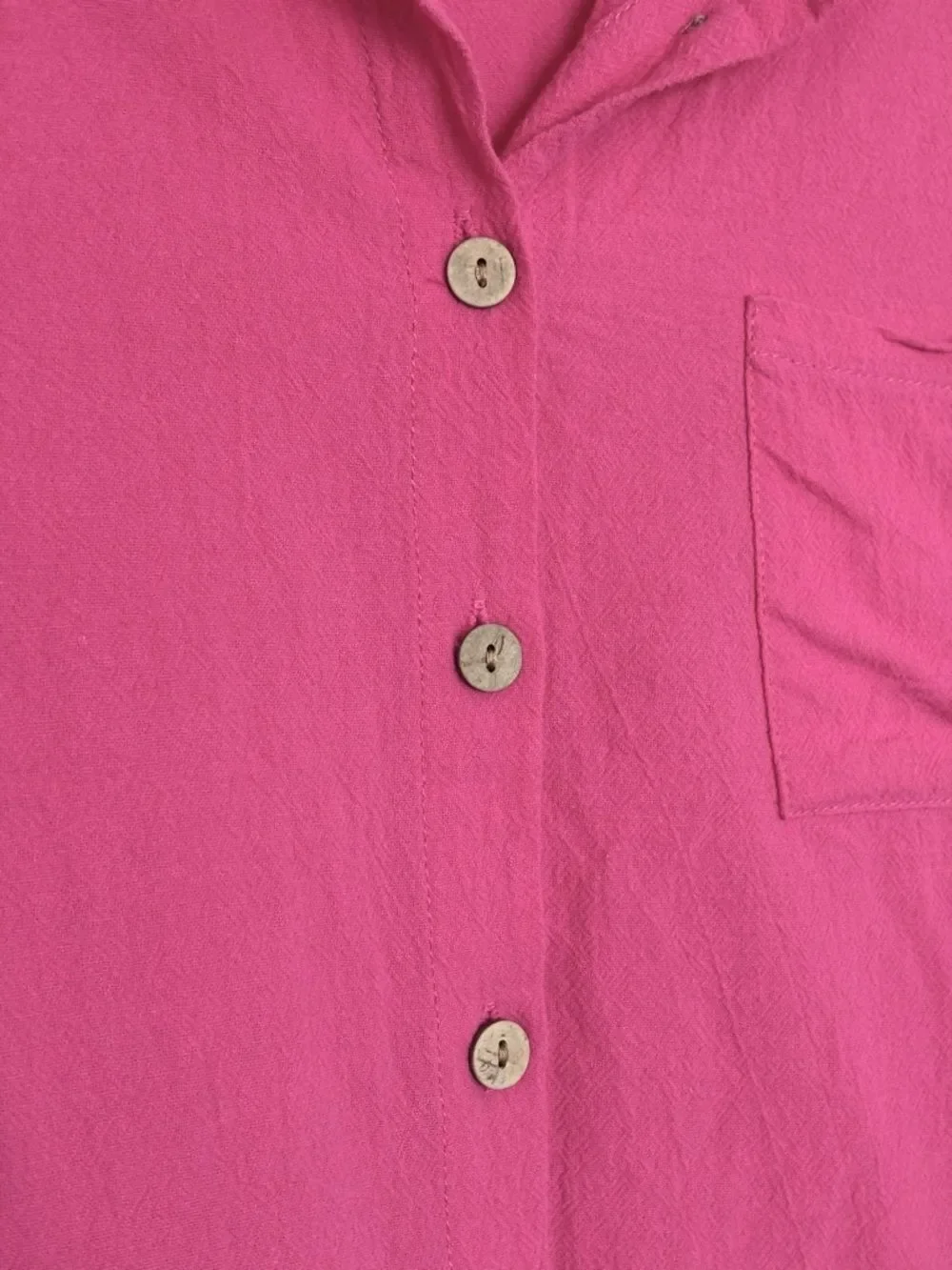 100% Cotton Matching Set Barbiecore Pink Cover up Outfit Button Up Shirt Short M